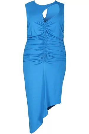 Mayes NYC Women Ruched Tank Tops - Women's Sarah Ruched Cut-Out Tank Dress - Mykonos Blue - Size 10 - Mykonos Blue - Size 10