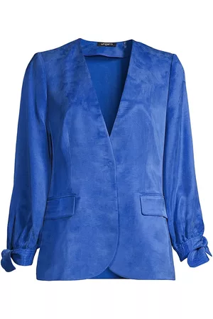 Emanuel Ungaro Women Twill Jackets - Women's Zayla Tie-Cuff Twill Jacket - Indigo - Size XS - Indigo - Size XS