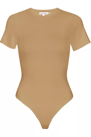 GOOD AMERICAN Women Short sleeved Shirts - Women's Scuba Short-Sleeve Bodysuit - Pecan - Size XS - Pecan - Size XS