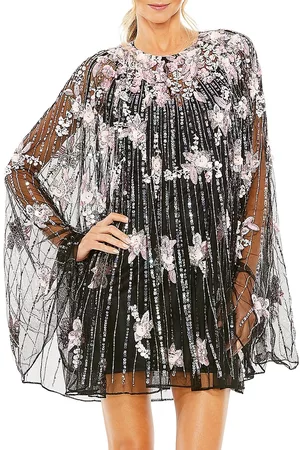 Mac Duggal Women Graduation Dresses - Women's Embellished Tulle Trapeze Dress - Black - Size 8 - Black - Size 8