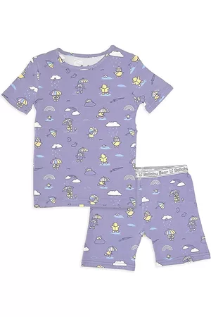 BELLABU BEAR Girls Pajamas - Baby Girl's & Little Girl's Rainbow Bear Pajama Shorts Set - Dark Purple - Size 4 - Dark Purple - Size 4