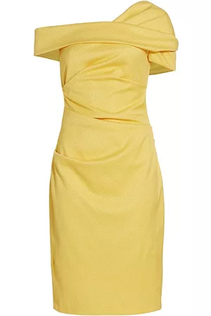 TALBOT RUNHOF Women Knitted Dresses - Women's Waffle-Knit Cotton-Blend Piqué Body-Con Dress - Yellow - Size 2 - Yellow - Size 2