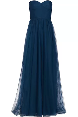 Vera Wang Bride Women Sleeveless Dresses - Women's Gelasia Tulle Sleeveless Gown - Deep Blue - Size 2 - Deep Blue - Size 2