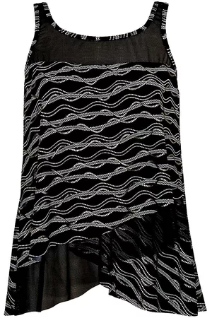 Miraclesuit Swim Women Tops - Women's Mesh Underwire Tankini Top - Black Multi - Size 16W - Black Multi - Size 16W