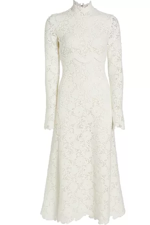 Giambattista Valli Women Turtleneck Dresses - Women's Lace Mock Turtleneck Dress - Ivory - Size 2 - Ivory - Size 2