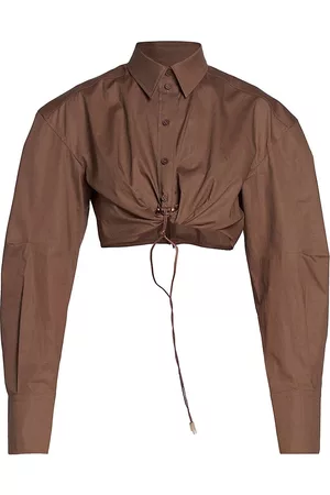 Jacquemus Women Nightdresses & Shirts - Women's La Chemise Plidao Cropped Shirt - Brown - Size 0 - Brown - Size 0