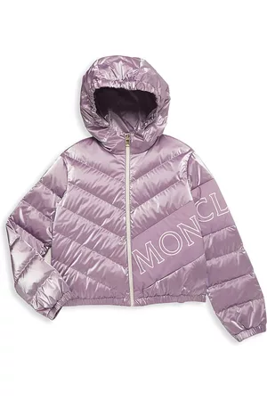 Moncler Girls Quilted Jackets - Little Girl's & Girl's Vonnes Logo Quilted Jacket - Purple - Size 4 - Purple - Size 4
