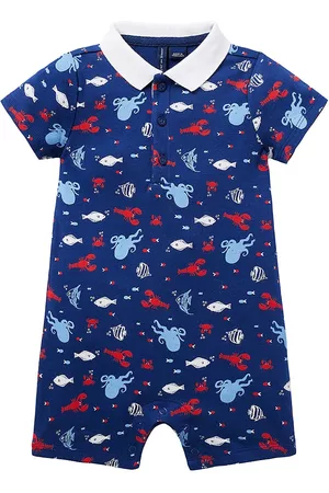 Janie and Jack Baby Rompers - Baby Boy's Sea Animal Romper - Blue - Size Newborn - Blue - Size Newborn