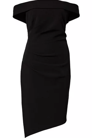 Milly Women Strapless Dresses - Women's Ally Off-The-Shoulder Midi-Dress - Black - Size 0 - Black - Size 0