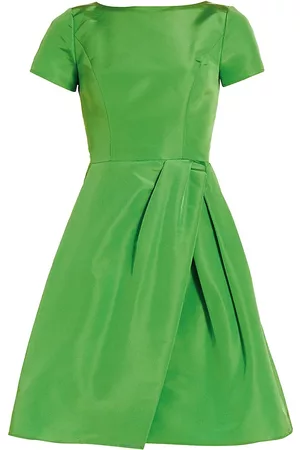 Carolina Herrera Women Party Dresses - Women's Bateau-Neck Silk Faille Cocktail Dress - Grasshopper - Size 2 - Grasshopper - Size 2