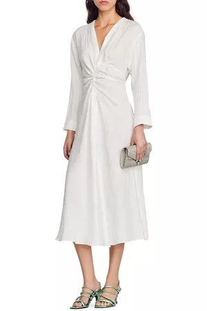 Sandro Women Graduation Dresses - Women's Long Loose-Fit Dress - White - Size 2 - White - Size 2