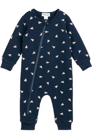 Miles The Label Swimwear - Baby Boy's Pizza Print Coveralls - Navy - Size 3 Months - Navy - Size 3 Months