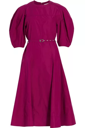 3.1 Phillip Lim Women Puff Sleeve Dress - Women's Bleted Puff-Sleeve Godet Midi-Dress - Mulberry - Size 00 - Mulberry - Size 00