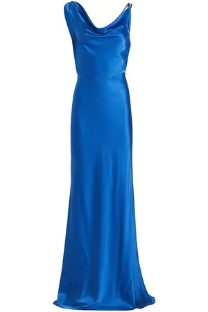 VERONICA BEARD Women Evening Dresses - Women's Sanderson Satin Cowlneck Gown - Azure Blue - Size 00 - Azure Blue - Size 00