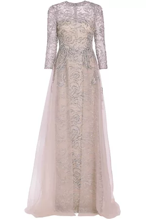 Teri Jon by Rickie Freeman Women Evening Dresses - Women's Embellished Tulle A-Line Gown - Blush Multi - Size 2 - Blush Multi - Size 2