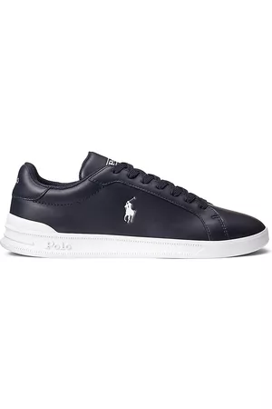 Ralph Lauren Men Sports Shoes - Men's Heritage Court II Leather Sneakers - Navy White - Size 10.5 - Navy White - Size 10.5