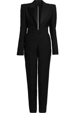 Alexander McQueen Women Blazers - Women's Wool Blazer Jumpsuit - Black - Size 4 - Black - Size 4