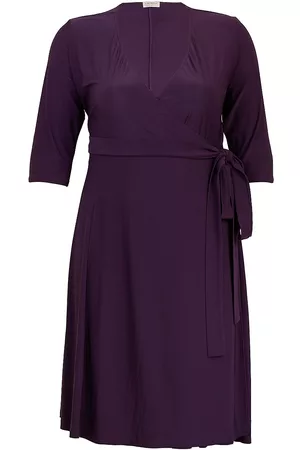 Kiyonna Women Graduation Dresses - Women's Essential Wrap Dress - Plum Passion - Size 10 - Plum Passion - Size 10