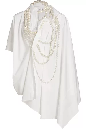 JUNYA WATANABE Women Blouses - Women's Pearl-Detailed Asymmetric Tunic Top - White - Size Small - White - Size Small