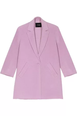 Maje Women Lightweight Coats - Women's Double-Sided Bouclé Coat - Light Purple - Size 4 - Light Purple - Size 4