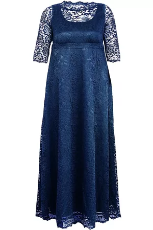Kiyonna Women Evening Dresses - Women's Leona Lace Gown - Nocturnal Navy - Size 14 - Nocturnal Navy - Size 14