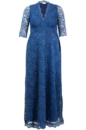 Kiyonna Women Evening Dresses - Women's Maria Lace Gown - Nocturnal Navy - Size 10 - Nocturnal Navy - Size 10