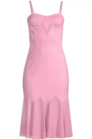 Victor Glemaud Women Midi Dresses - Women's Chiffon-Paneled Bustier Midi-Dress - Pink - Size XS - Pink - Size XS