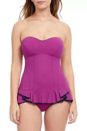 Gottex Swimwear Women Strapless Dresses - Women's Belle Curve Bandeau Swimdress - Warmviolet - Size 4 - Warmviolet - Size 4