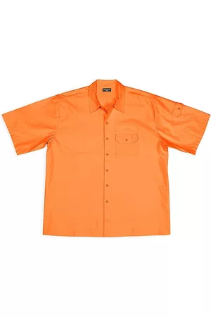 Balenciaga Men Short sleeved Shirts - Men's Short Sleeve Pocket Shirt - Orange - Size Small - Orange - Size Small