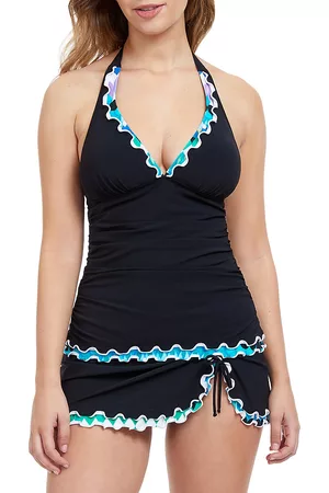 Gottex Swimwear Women Bikinis - Women's Moroccan Escape Halter Tankini Top - Black - Size 8 - Black - Size 8