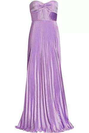 AMUR Women Strapless Dresses - Women's Stef Strapless Pleated Gown - Lilac Petal - Size 2 - Lilac Petal - Size 2