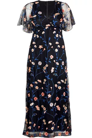 Kiyonna Women Printed Dresses - Women's Embroidered Elegance Floral Gown - Midnight Meadow - Size 10 - Midnight Meadow - Size 10