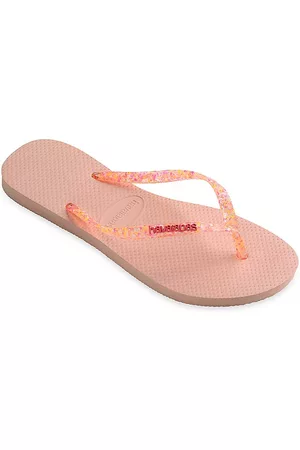 Havaianas Flip Flops - Women's Kid's Slim Logo Metallic Glitter Flip-Flops - Pink - Size 9 (Toddler) - Pink - Size 9 (Toddler)