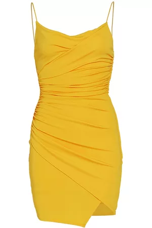 ALICE+OLIVIA Women Mini Dresses - Women's Katey Ruched Wrap Minidress - Golden Rod - Size 0 - Golden Rod - Size 0
