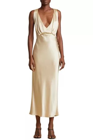 Khaite Women Midi Dresses - Women's Milo Sleeveless Silk Midi-Dress - Ecru - Size 4 - Ecru - Size 4