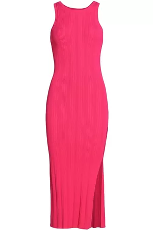 Frame Women Knitted Dresses - Women's Rib-Knit Tank Midi-Dress - Flamingo - Size Medium - Flamingo - Size Medium