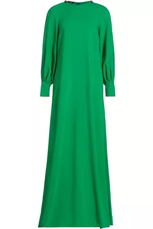 Oscar de la Renta Women Beach Dresses - Women's Jeweled Silk Georgette Caftan - Emerald - Size Small - Emerald - Size Small