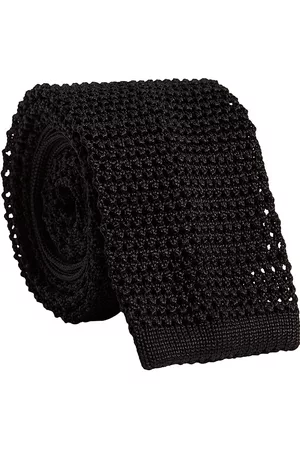 Ralph Lauren Men Neckties - Men's Silk Knit Tie - Black - Black