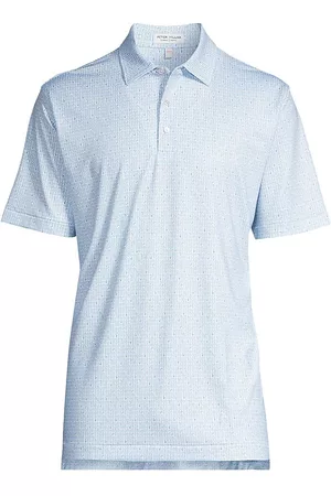 Peter Millar Men Polo T-Shirts - Men's Crown Sport Ranch Water Performance Jersey Polo Shirt - White - Size Large - White - Size Large
