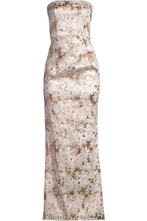 Aidan Mattox Women Strapless Dresses - Women's Strapless Bow Jacquard Gown - Gold - Size 0 - Gold - Size 0