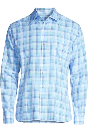 Peter Millar Men Sports T-Shirts - Men's Crown Pearl Bay Cotton Sport Shirt - Blue Sound - Size Medium - Blue Sound - Size Medium