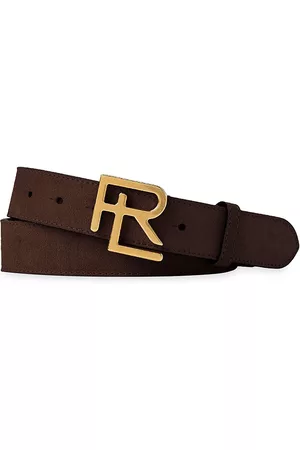 Ralph Lauren Men Belts - Men's Logo Suede Belt - Dark Brown - Size 30 - Dark Brown - Size 30