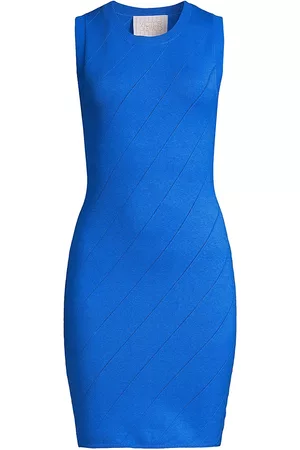 Victor Glemaud Women Knitted Dresses - Women's Knit Pointelle Minidress - Blue - Size XS - Blue - Size XS