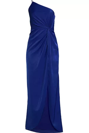 Liv Foster Women Asymmetrical Dresses - Women's Asymmetric Charmeuse Slit Gown - Rich Royal - Size 0 - Rich Royal - Size 0