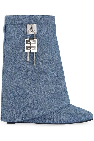 Givenchy Women Ankle Boots - Women's Shark Lock Ankle Boots In Denim - Medium Blue - Size 5 - Medium Blue - Size 5