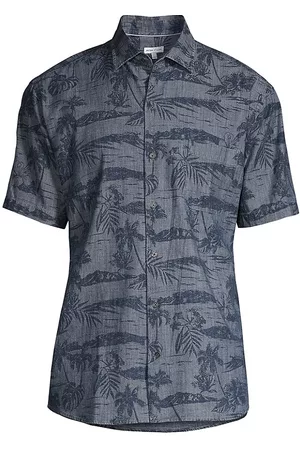 Peter Millar Men Sports T-Shirts - Men's Crown Sea Lore Cotton-Stretch Sport Shirt - Indigo - Size Small - Indigo - Size Small