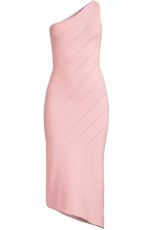 Victor Glemaud Women Asymmetrical Dresses - Women's Asymmetric Pointelle Midi-Dress - Pink Pearl - Size XS - Pink Pearl - Size XS