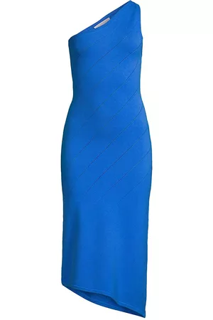 Victor Glemaud Women Asymmetrical Dresses - Women's Asymmetric Pointelle Midi-Dress - Blue - Size XS - Blue - Size XS