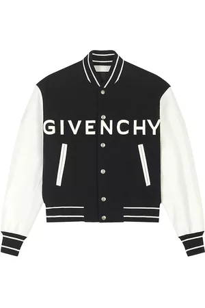 Givenchy Men Leather Jackets - Men's Varsity Jacket in Wool and Leather - Black - Size 38 - Black - Size 38