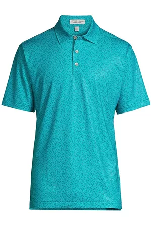 Peter Millar Men Polo T-Shirts - Men's Crown Sport Hammered Jersey Polo Shirt - Surf Board - Size Large - Surf Board - Size Large